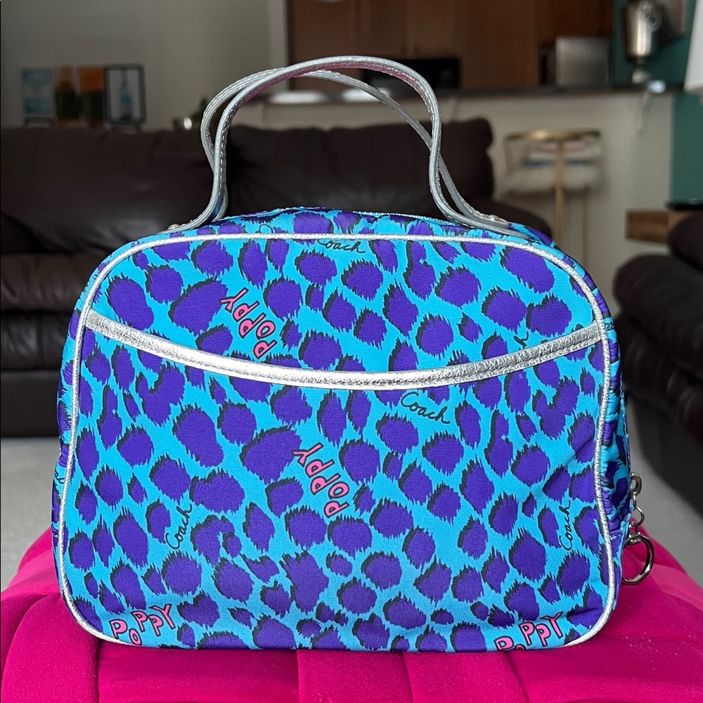 Coach Poppy Ocelot Cosmetic Case-Like New - Picture 3 of 16